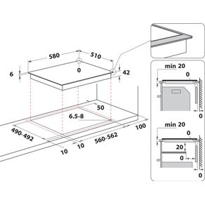 WHIRLPOOL AKT8090LX Plaque Vitrocéramique - 4 Foyers - Inox