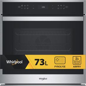WHIRLPOOL Four Pyrolyse Encastrable Inox 6ème Sens WOI68PT1SXAF - Chaleur Pulsée, AirFry, Pizza